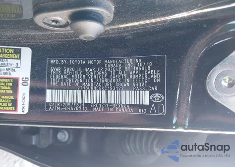 2019 Toyota Corolla Le z USA, uszkodzony, nr VIN 2T1BURHE8KC193122